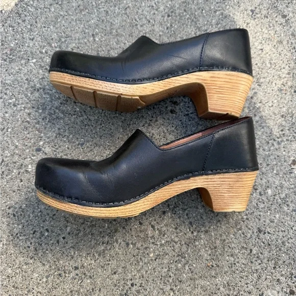 Dansko Black Leather Slip-On Shoes - Picture 3 of 7